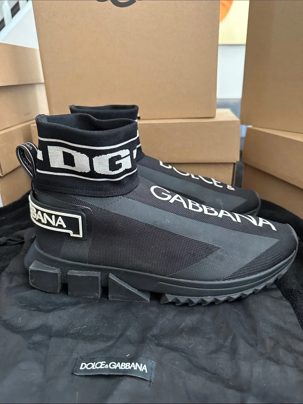 Dolce & Gabbana Black and White  Logo Sneaker - Picture 2 of 9